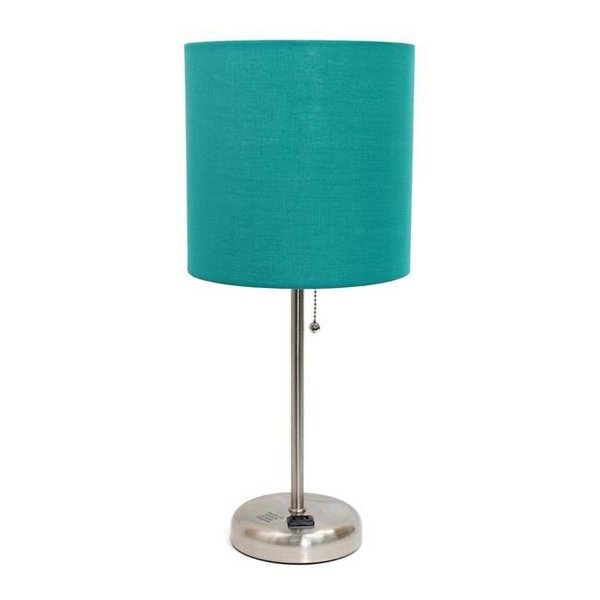 All The Rages Alltherages LT2024-TEL Lime Lights Stick Lamp with Outlet; Teal Fabric Shade LT2024-TEL